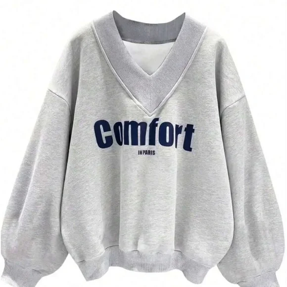 comfortable gray lazy loungy street oversized baggy cozy comfy sweater t… - Picture 1 of 5